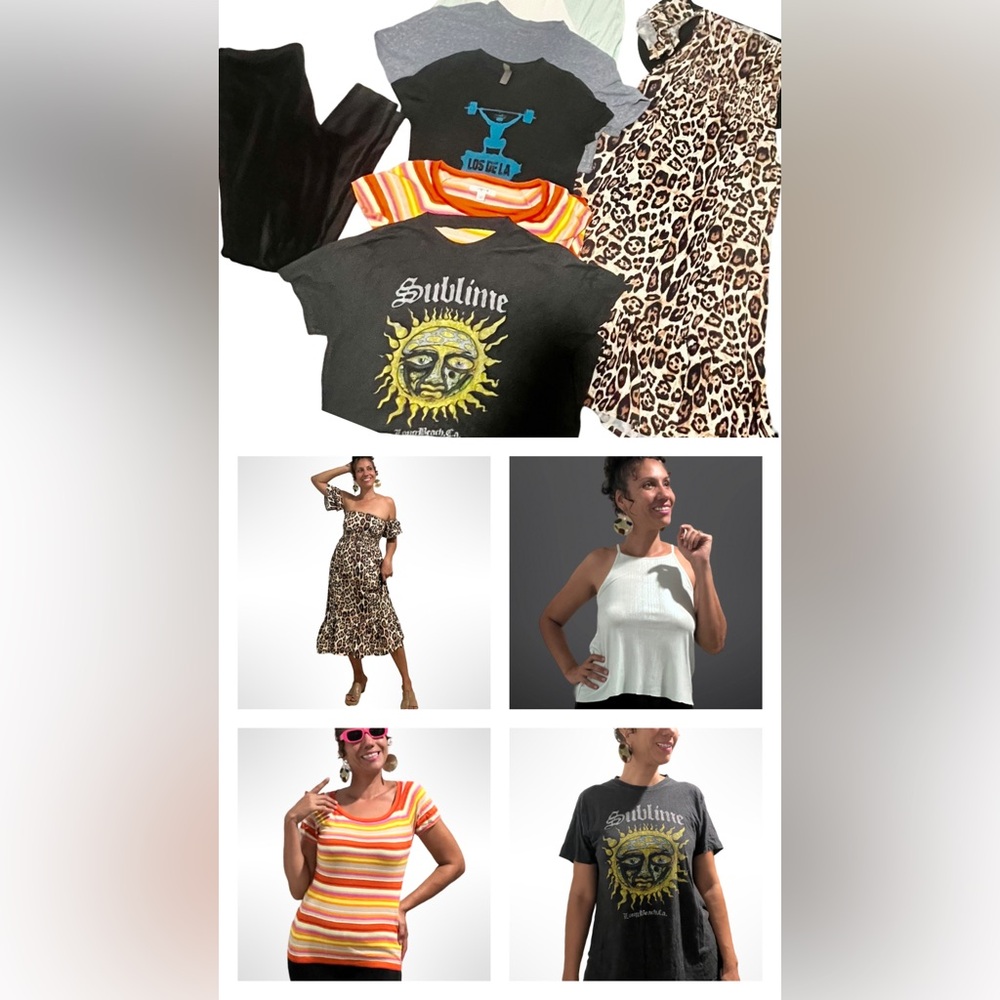 Lot Of Name Brand Women M FUNKY CLOTHES Summer Tops, DressVintage 90s Bulk As Is